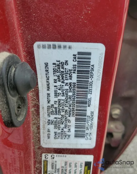 2006 Toyota Corolla Ce z USA, uszkodzony, nr VIN 1NXBR32E66Z689368